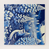 Texas Bluebonnets en Northern Mockingbird Texan Legpuzzel (Horizontaal)