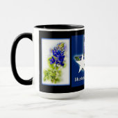 Texas Bluebonnets en statkleuren op zwart mok (Links)