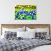 Texas Bluebonnets Field Rustieke Blauwe Wildbloeme Canvas Afdruk (Insitu (Slaapkamer))