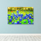 Texas Bluebonnets Field Rustieke Blauwe Wildbloeme Canvas Afdruk (Insitu (Houten vloer))