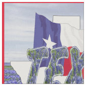 Texas Bluebonnets Flag and Landscape Fabric Stof (Close Up)