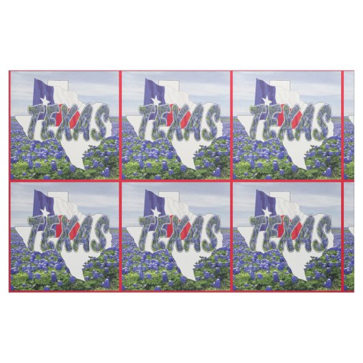 Texas Bluebonnets Flag and Landscape Fabric Stof (Fat Quarter)