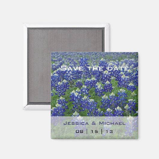 Texas Bluebonnets Flo Wedding Save the Date Magnet (Voorkant / Achterkant)