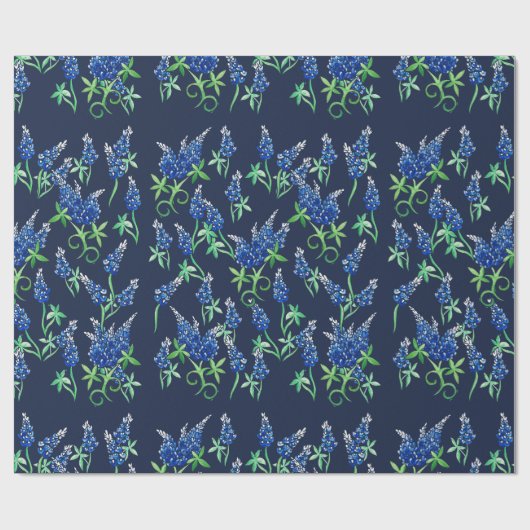 Texas Bluebonnets Floral Blue Cadeaupapier (Vlak)