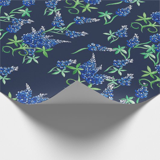 Texas Bluebonnets Floral Blue Cadeaupapier (Hoek)