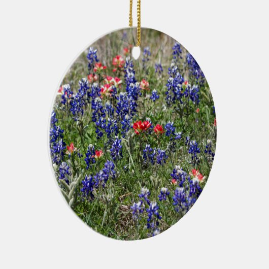 Texas Bluebonnets & Indian PaintBrusm Wildflower Keramisch Ornament (Rechts)