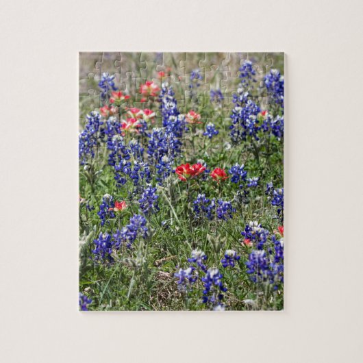 Texas Bluebonnets & Indian PaintBrusm Wildflower Legpuzzel (Verticaal)