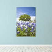Texas bluebonnets(Lupinus texensis) en eik Canvas Afdruk (Insitu (Houten vloer))