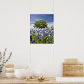 Texas bluebonnets (lupinus texensis) en eik poster (Keuken)