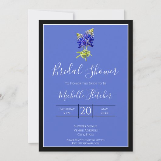 Texas Bluebonnets on Blue, Spring Wedding, Bridal Kaart (Voorkant)