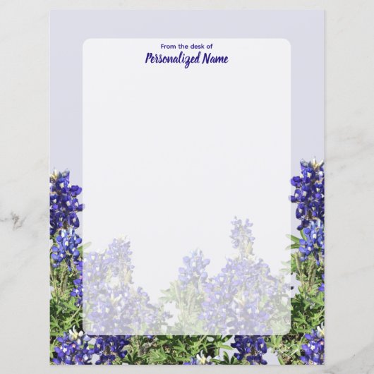 Texas Bluebonnets Ongevoerd Papieren Blad (Voorkant)