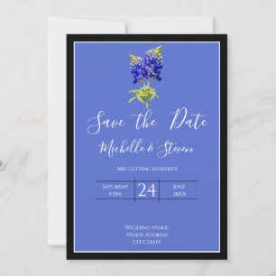 Texas Bluebonnets op Blue Spring Wedding Save Date Kaart