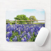 Texas Bluebonnets op Country Fence Art Muismat (Met muis)