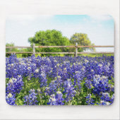 Texas Bluebonnets op Country Fence Art Muismat (Voorkant)