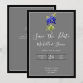 Texas Bluebonnets op Dark Grey, Lente, sparen Datu Kaart (Voorkant / Achterkant)