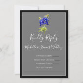 Texas Bluebonnets op Dark Grey, Spring RSVP Kaart (Voorkant)
