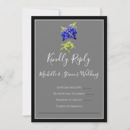 Texas Bluebonnets op Dark Grey, Spring RSVP Kaart