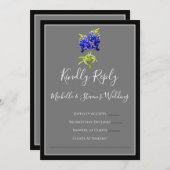 Texas Bluebonnets op Dark Grey, Spring RSVP Kaart (Voorkant / Achterkant)
