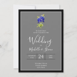 Texas Bluebonnets op Dark Grey, Spring Wedding Kaart