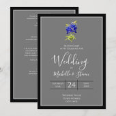 Texas Bluebonnets op Dark Grey, Spring Wedding Kaart (Voorkant / Achterkant)