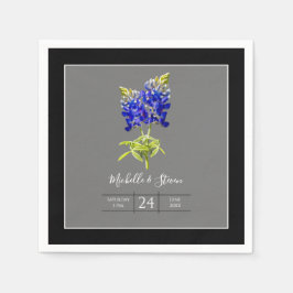 Texas Bluebonnets op Dark Grey, Spring Wedding Servet