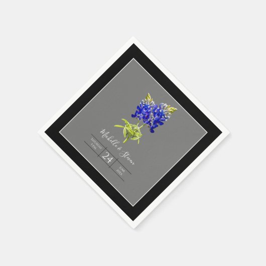 Texas Bluebonnets op Dark Grey, Spring Wedding Servet (Hoek)