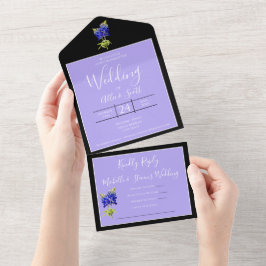 Texas Bluebonnets op Lavendel, Lente Bruiloft All In One Uitnodiging