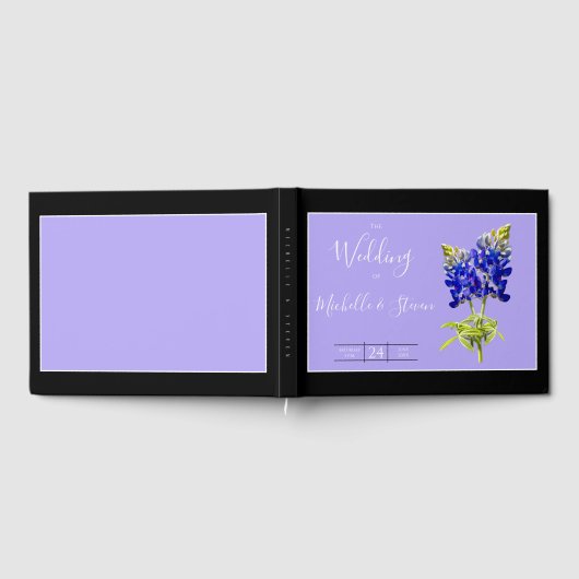 Texas Bluebonnets op Lavender, Spring Wedding Gastenboek (Volledig)