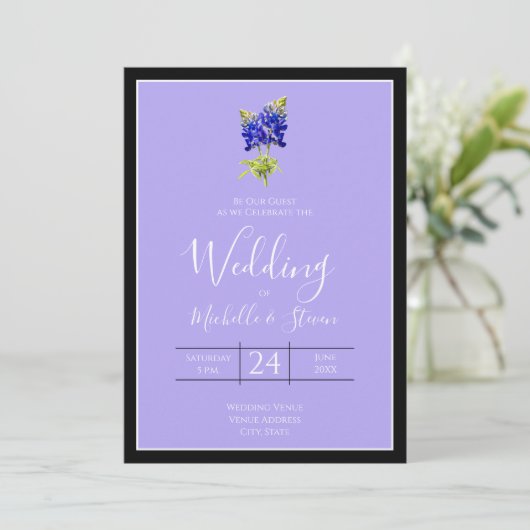 Texas Bluebonnets op Lavender, Spring Wedding Kaart (Staand voorkant)