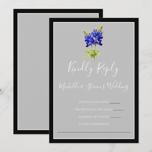 Texas Bluebonnets op Light Grey, Spring RSVP Kaart (Voorkant / Achterkant)