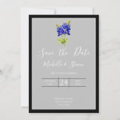 Texas Bluebonnets op Light Grey, Spring, Save Date Kaart (Voorkant)