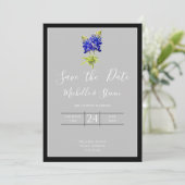 Texas Bluebonnets op Light Grey, Spring, Save Date Kaart (Staand voorkant)