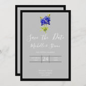 Texas Bluebonnets op Light Grey, Spring, Save Date Kaart (Voorkant / Achterkant)