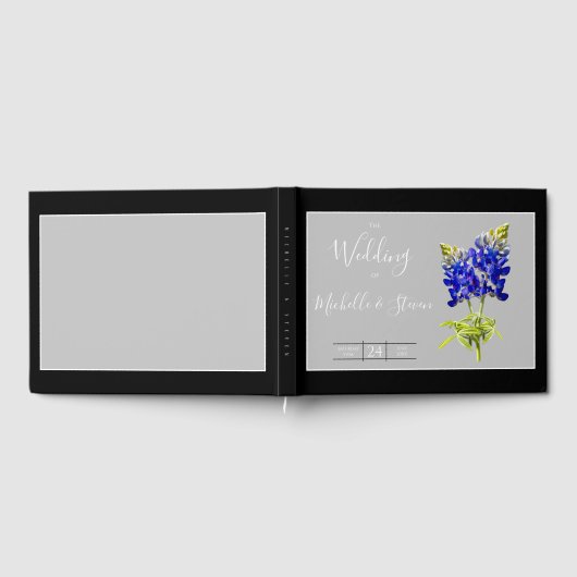 Texas Bluebonnets op Light Grey, Spring Wedding Gastenboek (Volledig)