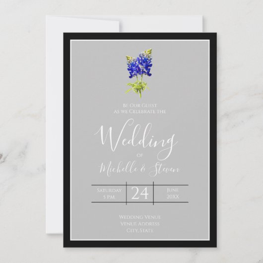 Texas Bluebonnets op Light Grey, Spring Wedding Kaart (Voorkant)