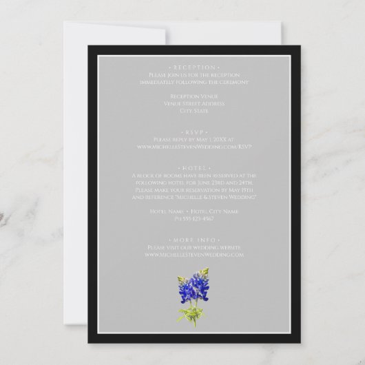 Texas Bluebonnets op Light Grey, Spring Wedding Kaart (Achterkant)