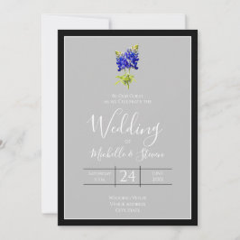 Texas Bluebonnets op Light Grey, Spring Wedding Kaart