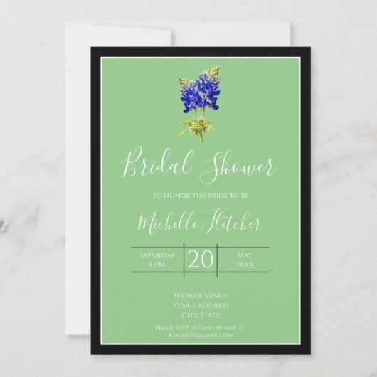 Texas Bluebonnets op Sage, Spring, Bridal Kaart (Voorkant)