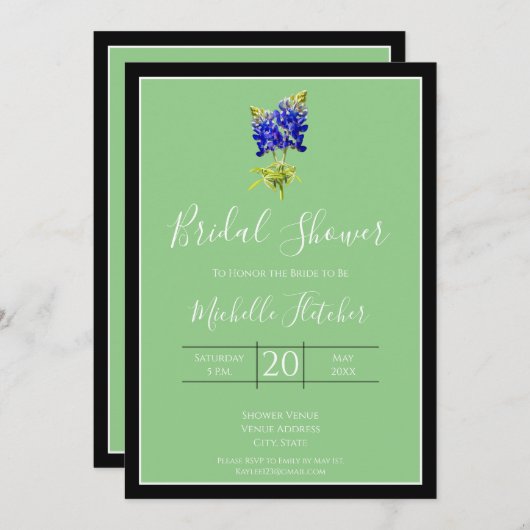 Texas Bluebonnets op Sage, Spring, Bridal Kaart (Voorkant / Achterkant)