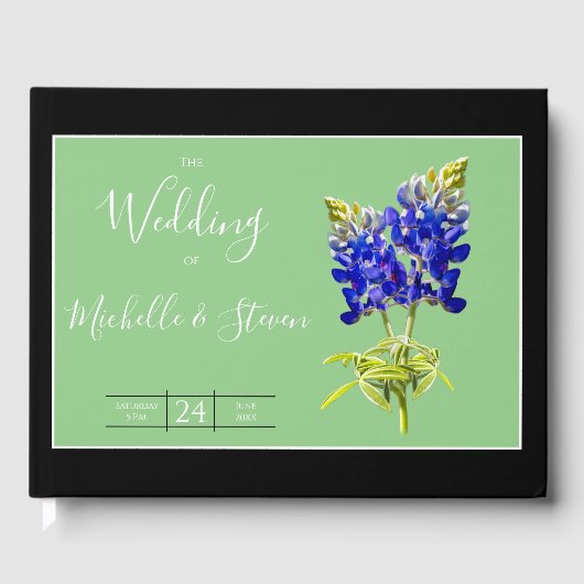 Texas Bluebonnets op Sage, Spring Wedding Gastenboek (Voorkant)