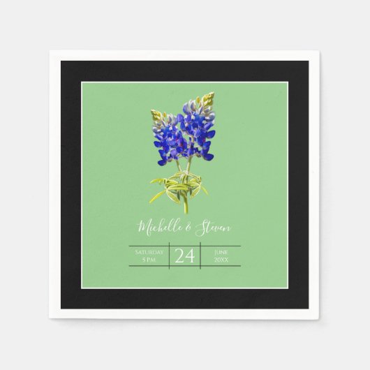 Texas Bluebonnets op Sage, Spring Wedding Servet (Voorkant)