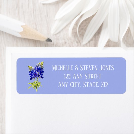 Texas Bluebonnets op Slate Blue, Spring Wedding Etiket (Insitu)