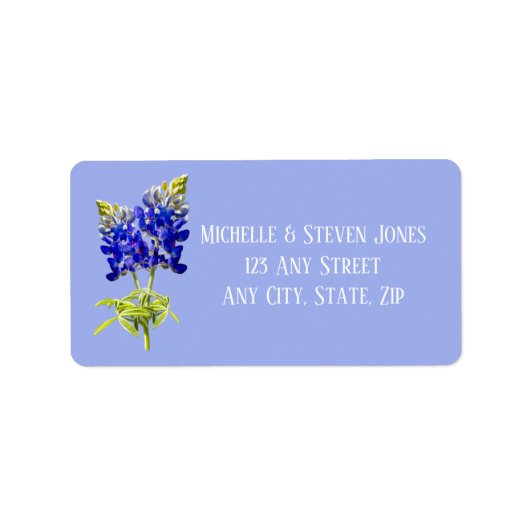 Texas Bluebonnets op Slate Blue, Spring Wedding Etiket (Voorkant)