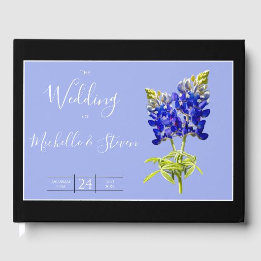 Texas Bluebonnets op Slate Blue, Spring Wedding Gastenboek (Voorkant)