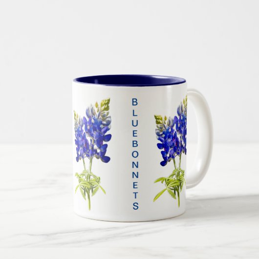 Texas Bluebonnets op witte Mok met tweetone koffie (Voorkant rechts)