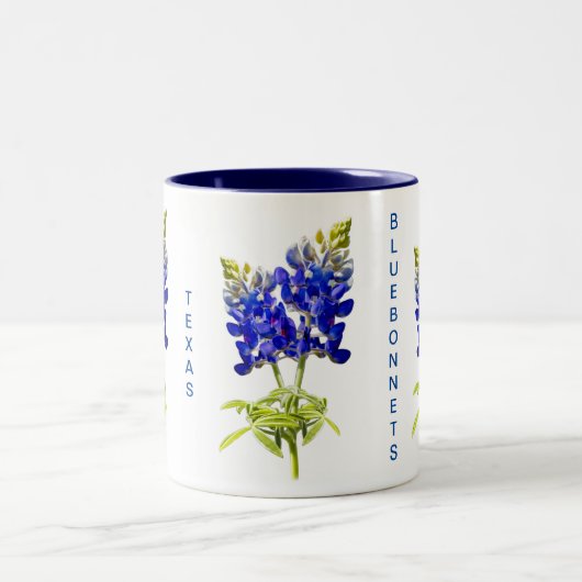 Texas Bluebonnets op witte Mok met tweetone koffie (Center)