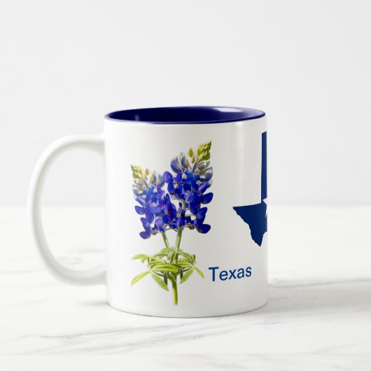 Texas Bluebonnets op witte Mok met tweetone koffie (Links)