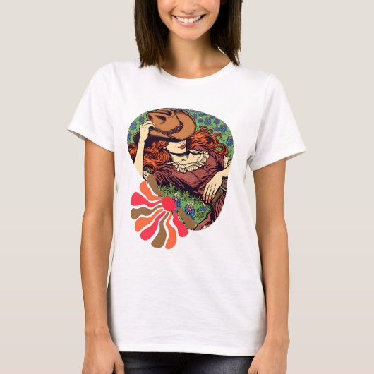 Texas Bluebonnets Redhead Cowgirl Shirt (Voorkant)