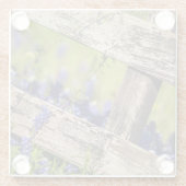 Texas Bluebonnets rond een landhek Glazen Onderzetter (Achterkant)