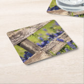 Texas Bluebonnets rond een landhek Kartonnen Onderzetters (Schuin)